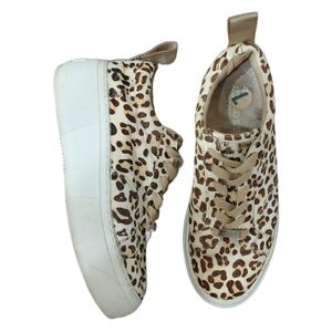 J Slides Calf Hair Leopard Print Platform Sneakers Women's Size 7